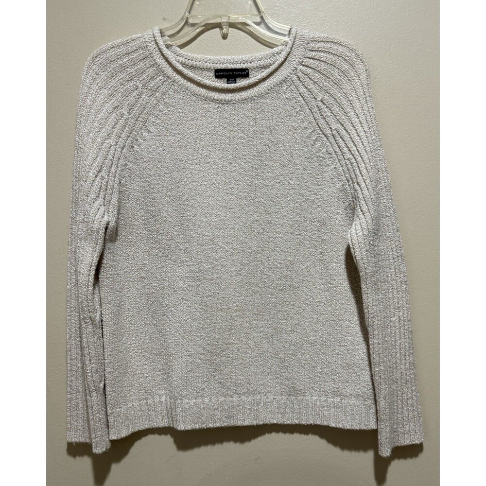 Carolyn Taylor Womens M Boucle Knit Pullover Sweater Long Sleeve Textured Crew